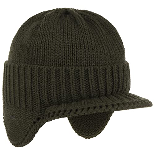 McBURN Gorro con Visera Dinder Mujer/Hombre - Made in Italy de Invierno Beanie Lana Hombre Forro, Forro otoño/Invierno - L/XL (58-61 cm) Verde Oliva