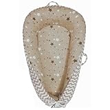 Aila+Aiden Baby Lounger | Organic Cotton Infant Lounger | Reversible, Adjustable & Portable Floor Lounger | Supervised Use | Soft, Breathable, Washable Cover- Star Collection (Tan)