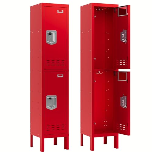 Image of BUTISOW Metal Lockers - 66 inch Height Steel Lockers for Employees with 2 Door Storage Locker with Card Slot for Employees Gym School Home Office Garage - Assembly Required