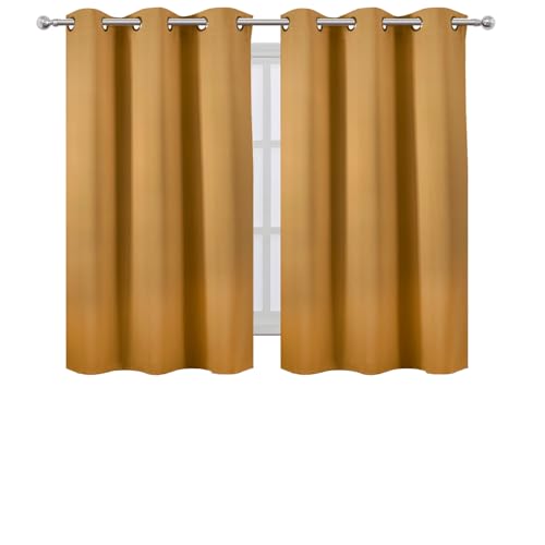 Image of LEMOMO Mustard Yellow Blackout Curtains /38 x 54 Inch /Set of Two Panels Grommet Living Room Curtains