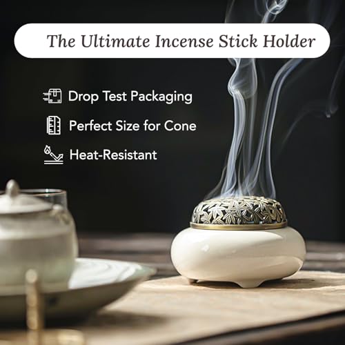Image of Ekhasa Ceramic Dhoop Dani Loban Burner Holder Stand for Home | Dhup Kapoor Dani for Puja | Sambrani Dhoop Holder | Dhuni Burner Samrani Dhoop Batti Stand for Pooja | Dhup Stand Incense Oud Burner