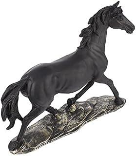 BESPORTBLE Standing Horse Resin Statue Animal Ornament Sculpture Rearing Horse Art Figurine Decorative Sculpture for Home Office Decor Black