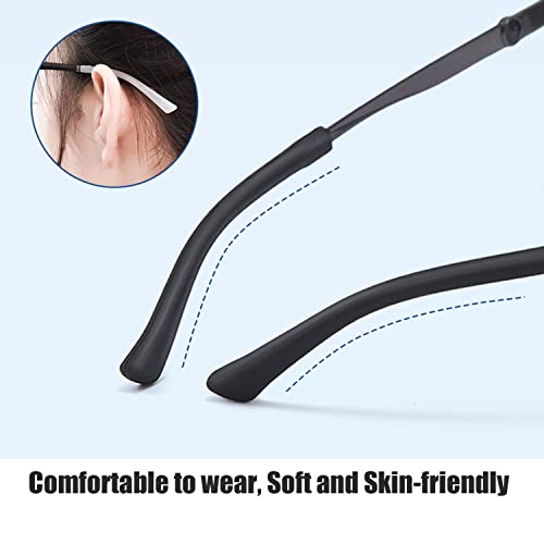 UPIONIC Replacement Glasses End Tips, Anti-Slip Silicone Ear Sock Pieces Tube Sleeve Eyewear Temple Tips for Thin Metal Eyeglass Legs(Black,10pairs)