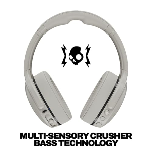 Image of Skullcandy Crusher 540 Active Wireless Bluetooth Headphones with Multi-Sensory Bass, Noise Isolating Over-Ear Fit, Sweat and Water Resistant, 40 Hours Battery, Microphone for iPhone Android - Concrete | Bluetooth, Noise Isolating Over-Ear Secure Fit, Sweat and Water Resistant, 40 Hours Battery, Working Out, Gym, Fitness