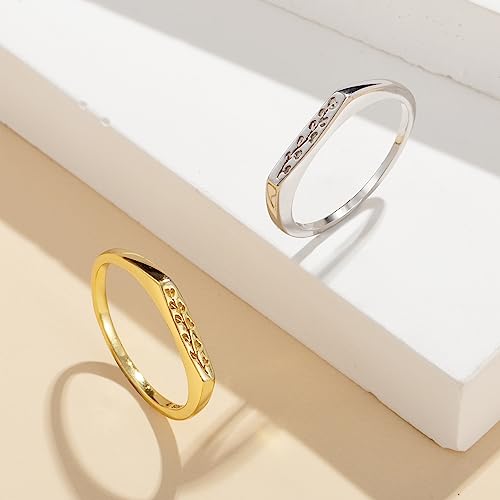 Yegieonr Handmade Flower Signet Ring -Minimalistic Statement Ring With Botanical Engraved- Delicate Personalized Jewelry Gift For Women/Girls (Yellew Gold-Eucalyptus Signet Ring, 7) #TOP4