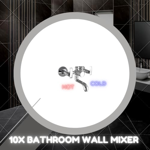 Image of 10X Brass Wall Mixer 2 in 1 for Bathroom WM-71143 with Provision for Overhead Shower with Long Bend Pipe Chrome Finish