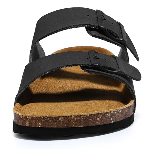HOMETRUE Mens Sandals Cork Footed Flat Mens Slides Sandals Adjustable Buckle Straps Durable Sandals for Men2