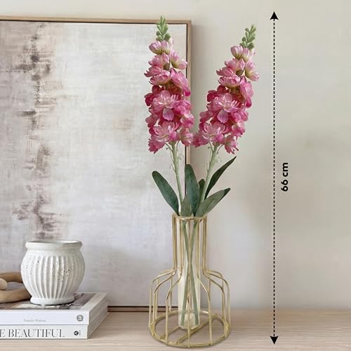 Image of Decor & More 2 PCS Realistic Silk Delphinium Long Stem Artificial Flowers Bunch Without Pot | Artificial Flower for Decoration | Long Artificial Flowers for Big Vase | Home & Restaurant (Without Pot)