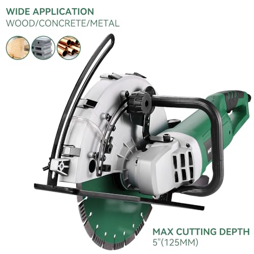 Image of Hoteche 14-Inch Electirc Concrete Saw - 2600W Multifunctional Cut-off Saw with Diamond Cutting Blade for Masonry, Mentalworking and Woodworking
