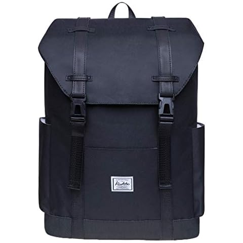 KAUKKO Vintage Casual Polyster Backpack and Leather Rucksack (KS12-BLACK) Cover