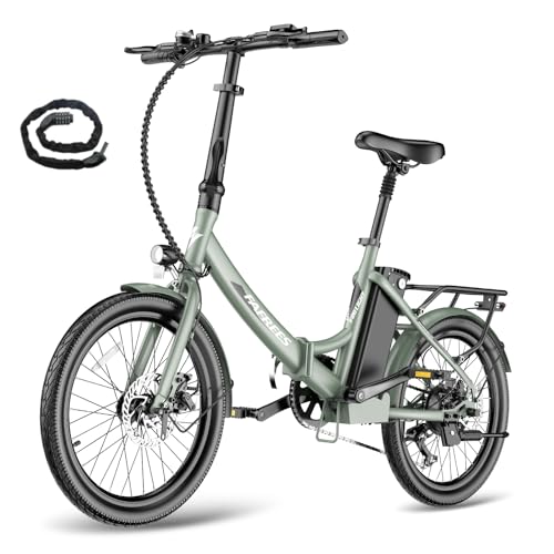 Fafrees E-Bike Klapprad 20 Zoll, Elektrofahrrad Ebike Herren 36V 16.75Ah Akku, E-Fahrrad Damen 250W, Pedelec 25km/h, Reichweite bis zu 130 km, F20 Light (Fahrradschloss, Grün)