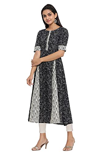 Image of COTLAND Fashions Jaipuri Cotton A-Line Anarkali /Flared Printed Kurti for Women
