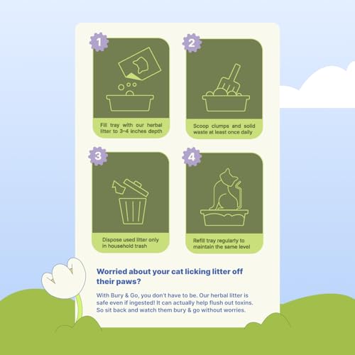 Image of bury & go by mawshi Herbal Cat Litter 5kg, 100% Biodegradable & Toxin Free, Natural Bentonite, Long Lasting Odour Control,3X Stronger Absorption, Dust Free, Low Tracking, Safe for Adult Cats & Kittens