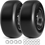 RONPOW 13x5.00-6 Flat Free Lawn Mower Tire and Wheel, 13x5x6 Solid Front Tires for Zero Turn Mower, 500Lbs Load, 3/4', 5/8' and 1/2' Bearings, 4.33'-6.73' Hub Spacers, 2Pack Black, TRK-TIR-1356FFBK