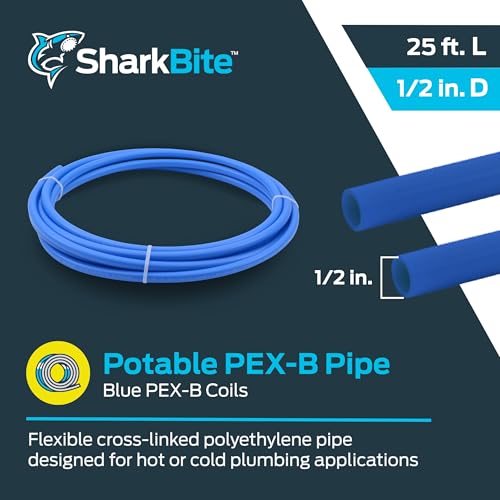 Image of SharkBite U860B25, Blue PEX-B Pipe-Potable Water, 1 /2 Inch, 25 Ft