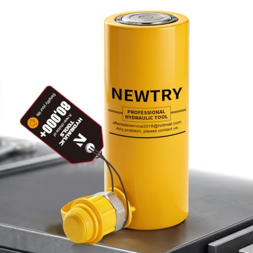Image of NEWTRY 10 ton Hydraulic Cylinder Long Jack 4 inch Stroke Porta Power Ram Jack Lifting Cylinder Retract Automatically for Shipbuilding Bridge Construction