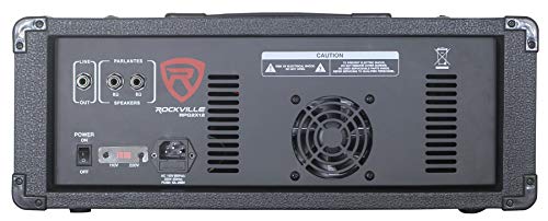 Image of Rockville RPG2X12 PA Speaker System - Dual 12 Inch Powered Speakers, 8-Channel Mixer with Bluetooth, Adjustable Stands, 2 Wired Microphones, Cables