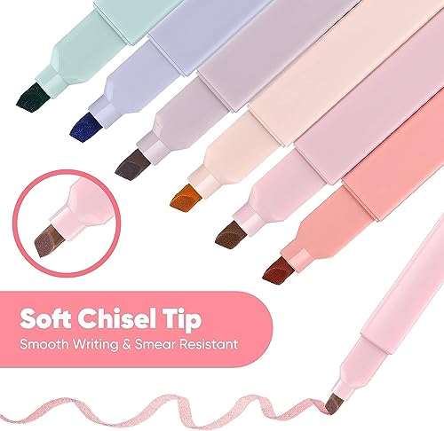 Image of Aesthetic Cute Highlighters Bible Highlighters Chic Modern Minimal Pastel Tip Highlighters Pen Soft Chisel Marker Pens for journaling Note Office School Stationary (6 Pcs Aesthetic Highlighter)