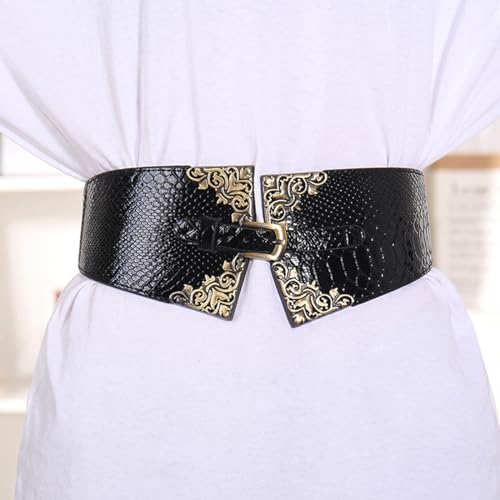 Joukavor Women's Medieval Viking Wide Leather Belt Black Corset Waist Belt Ren Faire Accessory2