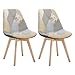 Produktbild WOLTU Esszimmerstühle 2er Set, Küchenstühle mit Patchwork Design, mit Massivholz Beinen, Leinen, bis 150 kg belastbar, Grau+Khaki