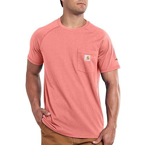 Carhartt Men's Size Force Cotton Delmont Short Sleeve T-Shirt, Coral Haze Heather, Large/Tall
