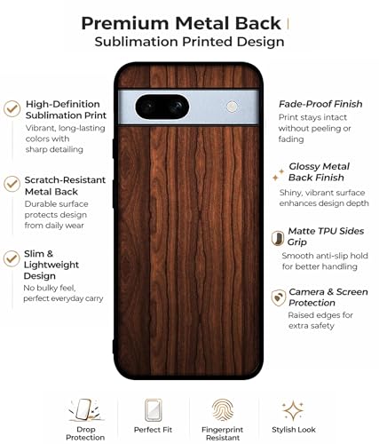 Image of Brown Wooden Texture Design Premium 2D Printed Metal Back Case Cover for Google Pixel 7A 5G