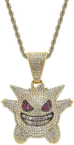 TTDAltd Collier Hip Hop Bijoux Gengar Collier Pokemon Pendentif Cubique Zircon Cuivre Collier Glacé Chaîne Hommes Cadeau Cover