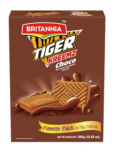 Britannia Tiger Kreemz Choco Cream Biscuits | Family Pack (10.58 oz)300 gm (75 * 4) | Perfect Snack For Every Occasion