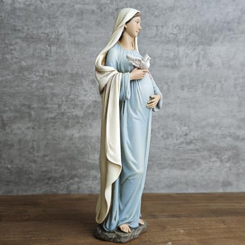 BC Katolicka figurka matki w ciąży, 21 cm wys. Figurka przyszłej Maryi, ręcznie malowana, religijne prezenty dla kobiet w ciąży, oddany wystrój domu, klasyczna rzeźba renesansowa od Buildclassic