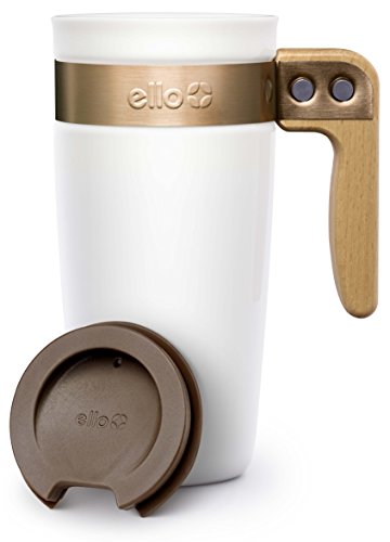 Ello Fulton Ceramic Travel Mug With Slider Lid, 16 Oz, White #TOP1