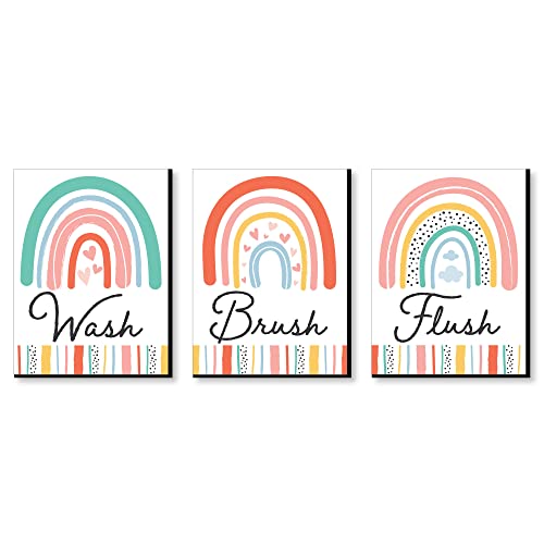 Big Dot of Happiness Hello Rainbow - Boho Kids Bathroom