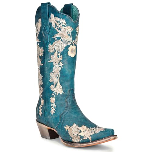 Image of Corral Ld Navy Blue Studs & Floral Embroidery & Crystals, Size: 10.5, Width: M