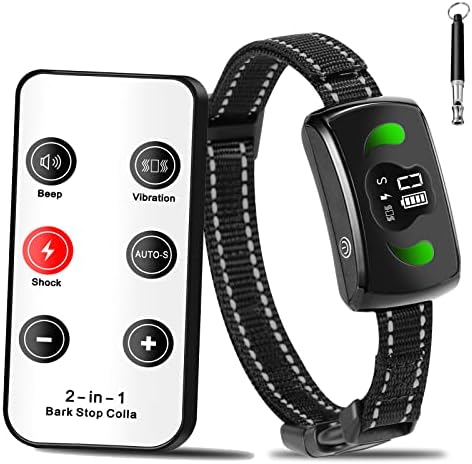 Bark Collar - Automatic Bark and Training Collar Combo, with Beep, Vibration, Shock, Auto Bark Mode, Anti Barking Collar for Dogs 9-26lb (Black)