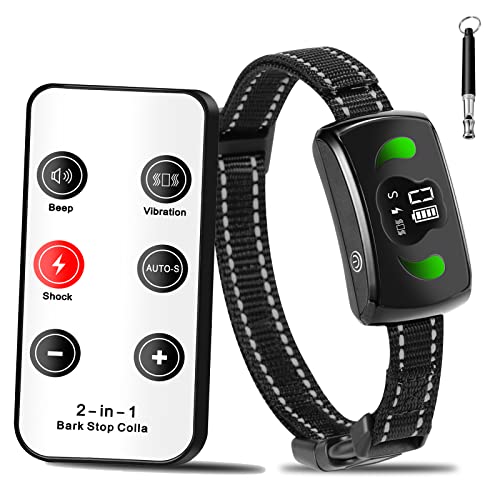 Bark Collar - Automatic Bark And Training Collar Combo, With Beep, Vibration, Shock, Auto Bark Mode, Anti Barking Collar For Dogs 9-26Lb (Black) #TOP2