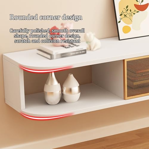 Meuble TV mural avec rangement blanc 120 cm : support moderne suspendu