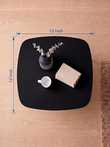 Image of Modern Square Side Table with 4 Wooden Legs, Minimalist End Table /Coffee Table for Living Room, Bedside Nightstand for Bedroom, Balcony & Small Spaces