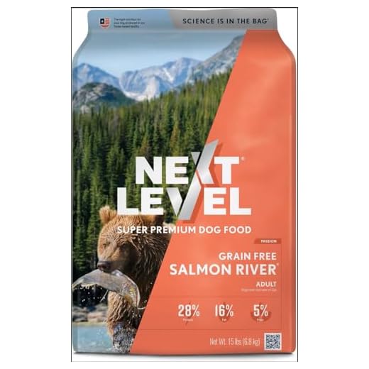 Next Level Super Premium Dog Food – Grain Free Salmon River – Dry Kibble for Dogs at All Life Stages of All Breeds – 28% Protein, Fish and Sweet Potato, Gluten Free Grains (15 Pound)