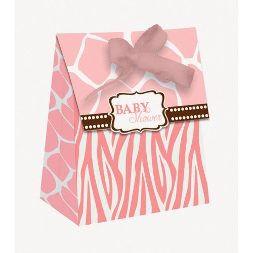 Creative Converting Baby Shower Wild Safari Pink 12 Count Die Cut Favor Bags