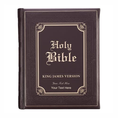Personalized Bible Custom Text Dark Brown Faux Leather Hardcover King James Version Family Bible Custom Made Gift Baptism Christenings Birthday Celebrations