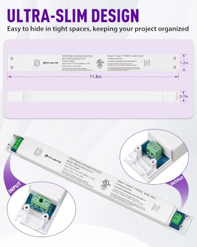 Image of HitLights 60W Dimmable LED Driver, 120VAC to 24VDC Transformer, UL Listed