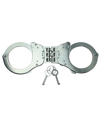 Triple Elite Speed Professional Metal Handcuffs, Silver Finish, Double-Locking System, 3-Piece Set with Keys, 10.5 cm Length