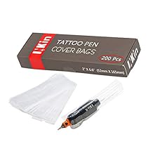 INKin Tattoo Machine Covers - 200pcs 2 inch X 6.4 inch Disposable Tattoo Pen Machine Bags Transparent White Cartridge Machine Sleeves for Wireless Battery Tattoo Pen Machine