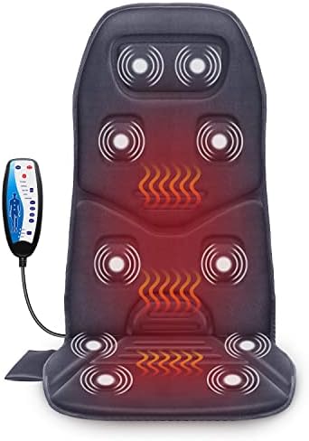 COMFIER Back Massager with Heat, 10 Motors Vibration Seat Massager, Chair Massage Pad, Heated Chair Pad, Chair Warmer,Gifts for Elderly, Mom, Dad (Gray)