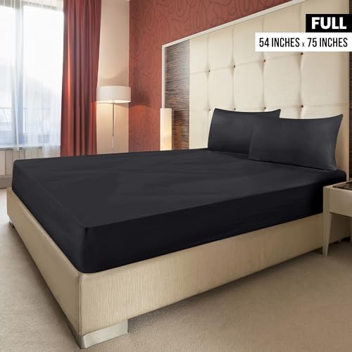 Image of Utopia Bedding Fitted Sheet - Pack of 2 Bottom Sheets - Soft Brushed Microfiber - Deep Pockets, Shrinkage & Fade Resistant - Easy Care (Full, Black)