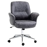 Vinsetto Fauteuil de Bureau Chaise d'ordinateur Ergonomique Hauteur réglable Microfibre Respirante pivotant à 360° 67 x 69 x 92-102 cm Gris foncé