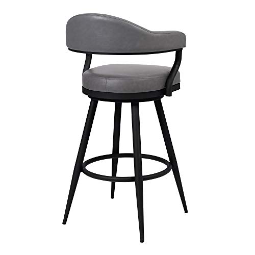 Butaco Armen Living Amador 30" Altura de Barra en Acabado Negro con Estructura en Powder Coated y Tapizado en Piel Sintética Gris Vintage miniatura 4