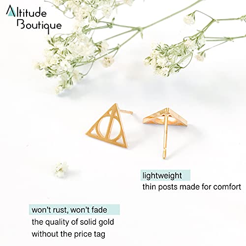 Altitude Boutique Geometric Triangle Stud Pyramid Earrings For Women |18kt Gold Plated Earrings, Hypoallergenic Statement Punk Style Earrings (Gold, Silver, Rose Gold)3