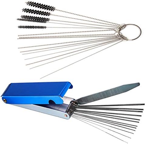 Carburetors Carbon Dirt Jet Remove Cleaner Tool Kit, 13 Cleaning Wires Set + 10 Cleaning Needles + 5 Nylon Brushes Tool Kit for Motorcycle ATV Moped Welder Carb.