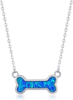 Beaux Bijoux Dog Bone, Created Blue Opal 16+2â€ Necklace Sterling Silver Jewelry for Women or Teens