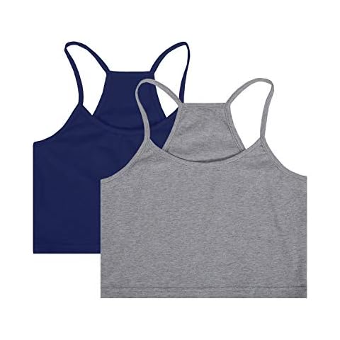 Uhnice 2 Pieces Women Sleeveless Basic Crop Tank Top Spaghetti Strap Halter Neck Camisole for Sport Yoga - - Small Cover